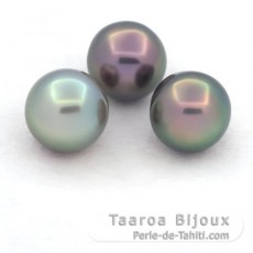 Lot of 3 Tahitian Pearls Semi-Baroque B 10.8 mm