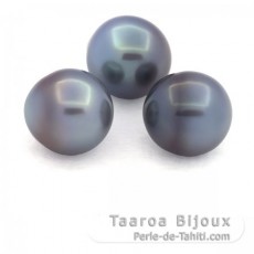 Lot of 3 Tahitian Pearls Semi-Baroque B from 10.8 to 10.9 mm