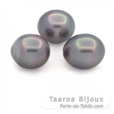 Lot of 3 Tahitian Pearls Semi-Baroque B from 10.6 to 10.9 mm