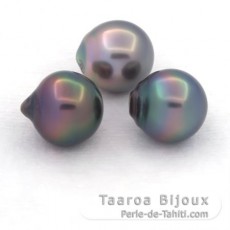 Lot of 3 Tahitian Pearls Semi-Baroque B from 10.6 to 10.7 mm