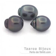 Lot of 3 Tahitian Pearls Semi-Baroque B from 10.5 to 10.7 mm