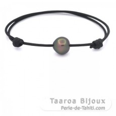 Leather Bracelet and 1 Tahitian Pearl Semi-Baroque B 10.8 mm