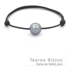 Leather Bracelet and 1 Tahitian Pearl Semi-Baroque C 11.9 mm