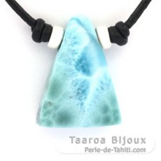 Leather Necklace and 1 Larimar - 24 x 18 x 8.5 mm - 5.7 gr