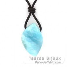 Leather Necklace and 1 Larimar - 27 x 17 x 10 mm - 7.4 gr