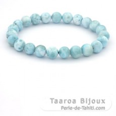 Bracelet of 23 Larimar Beads - 7.9 to 8.2 mm - 17 cm - 17.7 gr