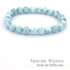 Bracelet of 23 Larimar Beads - 7.9 to 8.2 mm - 17 cm - 17.6 gr