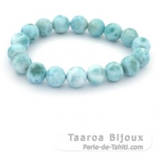 Bracelet of 18 Larimar Beads - 9.8 to 10.2 mm - 17 cm - 26.8 gr
