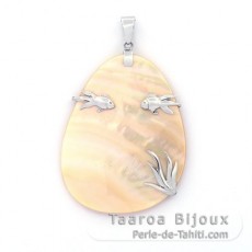 Mother-of-Pearl and Rhodiated Sterling Silver Pendant