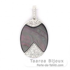 Tahitian Mother-of-Pearl Pendant and Rhodiated Sterling Silver