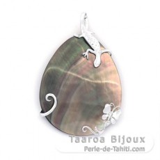 Tahitian Mother-of-Pearl Pendant and Rhodiated Sterling Silver