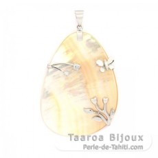 Mother-of-Pearl and Rhodiated Sterling Silver Pendant