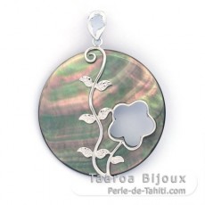 Tahitian Mother-of-Pearl Pendant and Rhodiated Sterling Silver