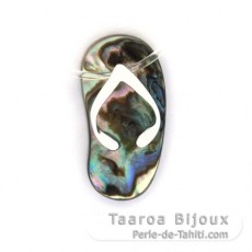 Abalone and Rhodiated Sterling Silver Sandal Pendant