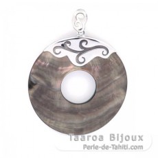 Tahitian Mother-of-Pearl Pendant and Rhodiated Sterling Silver