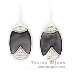 Rhodiated Sterling Silver Earrings and Tahitian Mother-of-Pearl