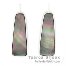 Rhodiated Sterling Silver Earrings and Tahitian Mother-of-Pearl