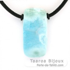 Leather Necklace and 1 Larimar - 36.5 x 18 x 9.5 mm - 13.9 gr