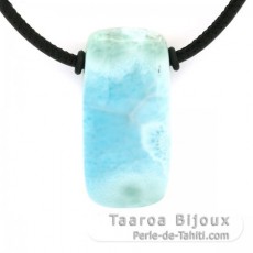 Leather Necklace and 1 Larimar - 36.5 x 18 x 9.5 mm - 13.9 gr