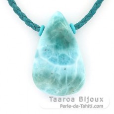 Cotton Necklace and 1 Larimar - 35.5 x 22 x 10 mm - 13.3 gr
