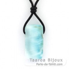 Leather Necklace and 1 Larimar - 27 x 14 x 8.2 mm - 7.1 gr