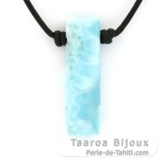 Leather Necklace and 1 Larimar - 37 x 11 x 6.8 mm - 6.3 gr