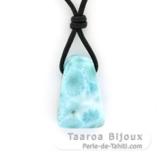 Leather Necklace and 1 Larimar - 25.5 x 16 x 10 mm - 7.7 gr