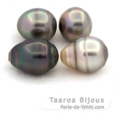 Lot of 4 Tahitian Pearls Ringed B/C from 10 to 10.3 mm