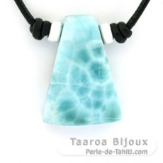 Leather Necklace and 1 Larimar - 26 x 18 x 8 mm - 6.5 gr