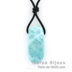 Leather Necklace and 1 Larimar - 34 x 15 x 8 mm - 8.4 gr