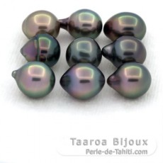 Lot of 9 Tahitian Pearls Semi-Baroque B from 8 to 8.4 mm