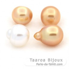 Lot of 4 Australian Pearls Semi-Baroque C from 9 to 9.3 mm