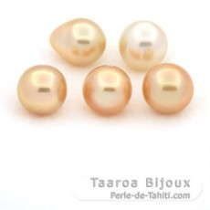 Lot of 5 Australian Pearls Semi-Baroque C from 9.5 to 9.9 mm