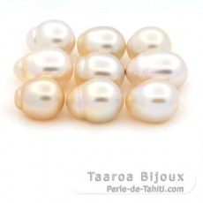 Lot of 9 Australian Pearls Semi-Baroque BC from 12 to 12.6 mm
