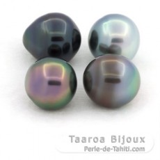 Lot of 4 Tahitian Pearls Ringed C from 10 to 10.4 mm