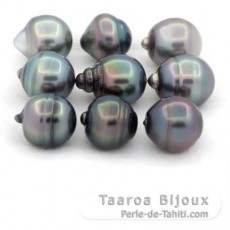 Lot of 9 Tahitian Pearls Ringed C from 11 to 11.4 mm