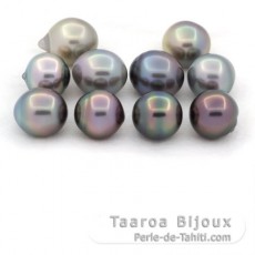 Lot of 10 Tahitian Pearls Semi-Baroque C from 9.5 to 9.9 mm