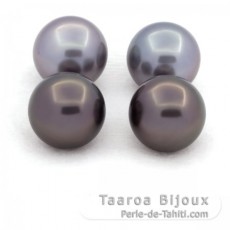 Lot of 4 Tahitian Pearls Round C from 12 to 12.2 mm