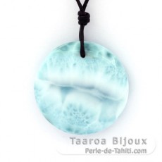 Leather Necklace and 1 Larimar - 30 x 8.5 mm - 13.9 gr