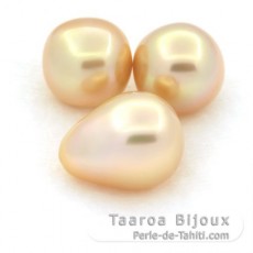 Lot of 3 Australian Pearls Semi-Baroque BC from 11 to 11.2 mm