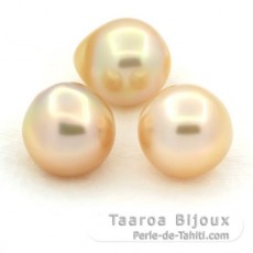 Lot of 3 Australian Pearls Semi-Baroque C from 12.2 to 12.4 mm