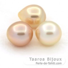 Lot of 3 Australian Pearls Semi-Baroque C 11.5 to 11.6 mm