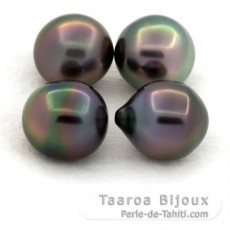 Lot of 4 Tahitian Pearls Semi-Baroque C from 9.5 to 9.9 mm