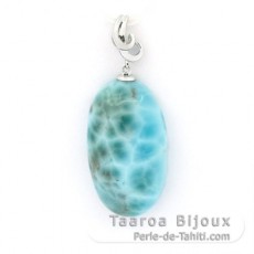 Rhodiated Sterling Silver Pendant and 1 Larimar - 28 x 16 x 8.5 mm - 6.7 gr