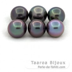 Lot of 6 Tahitian Pearls Near-Round C from 9 to 9.4 mm