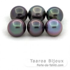 Lot of 6 Tahitian Pearls Near-Round C from 9 to 9.4 mm