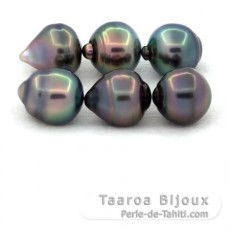Lot of 6 Tahitian Pearls Ringed C from 10.5 to 10.9 mm