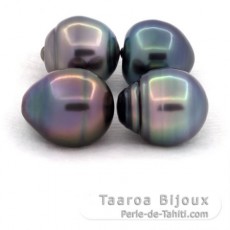 Lot of 4 Tahitian Pearls Ringed B/C from 11.1 to 11.2 mm