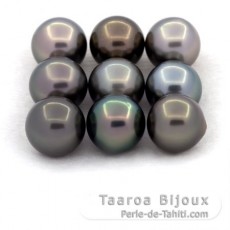 Lot of 9 Tahitian Pearls Round and Near-Round C from 8.6 to 8.9 mm