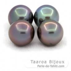 Lot of 4 Tahitian Pearls Round C from 10.6 to 10.7 mm